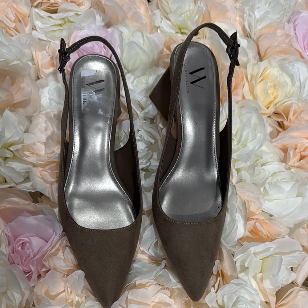 Worthington Brown Heels with Elastic Slingback